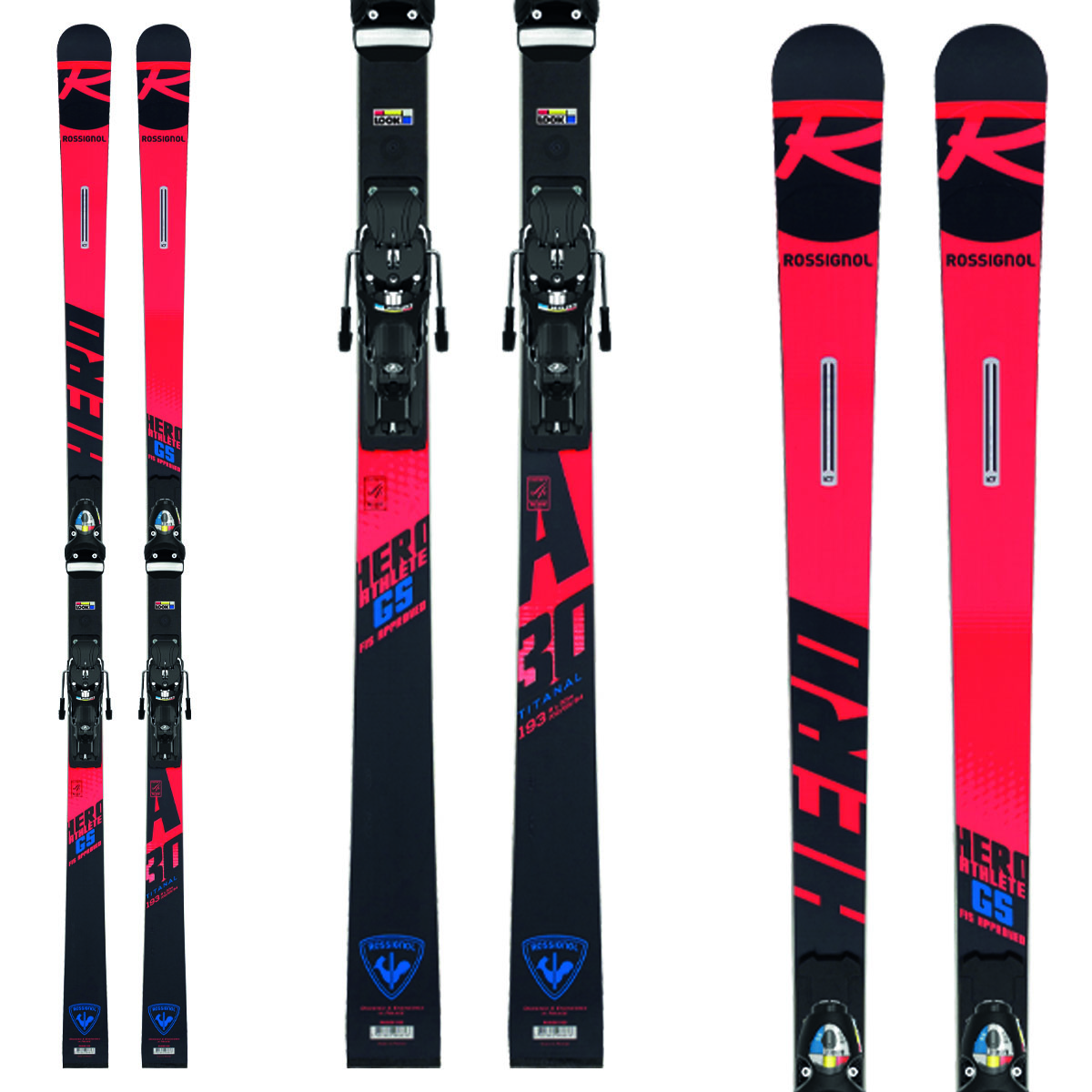 Sci Rossignol Hero Athlete Fis GS con attacchi Px 18 (Colore: rosso-nero, Taglia: 188)