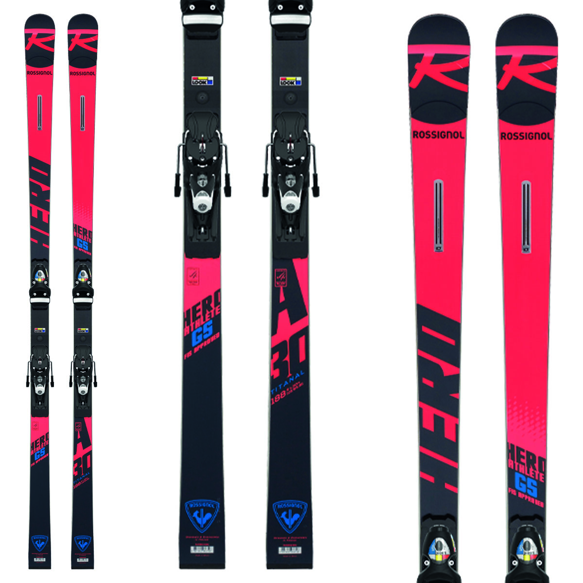 Sci Rossignol Hero Athlete Fis GS con attacchi Spx 15 Rockerace (Colore: rosso-nero, Taglia: 185)