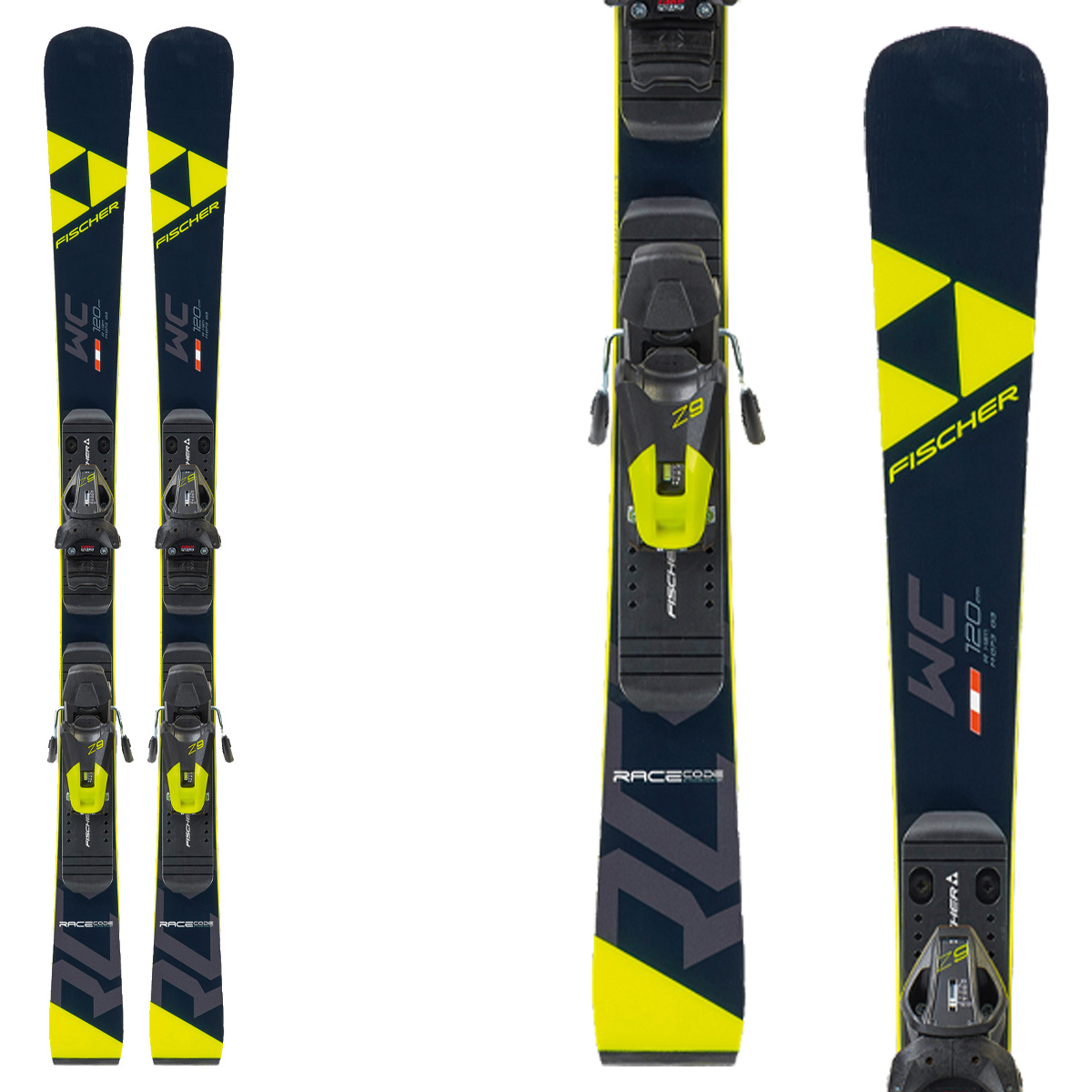 Sci Fischer RC4 WC Jr Race Plate con attacchi RC4 Z9 GW AC (Colore: nero-giallo, Taglia: 120)