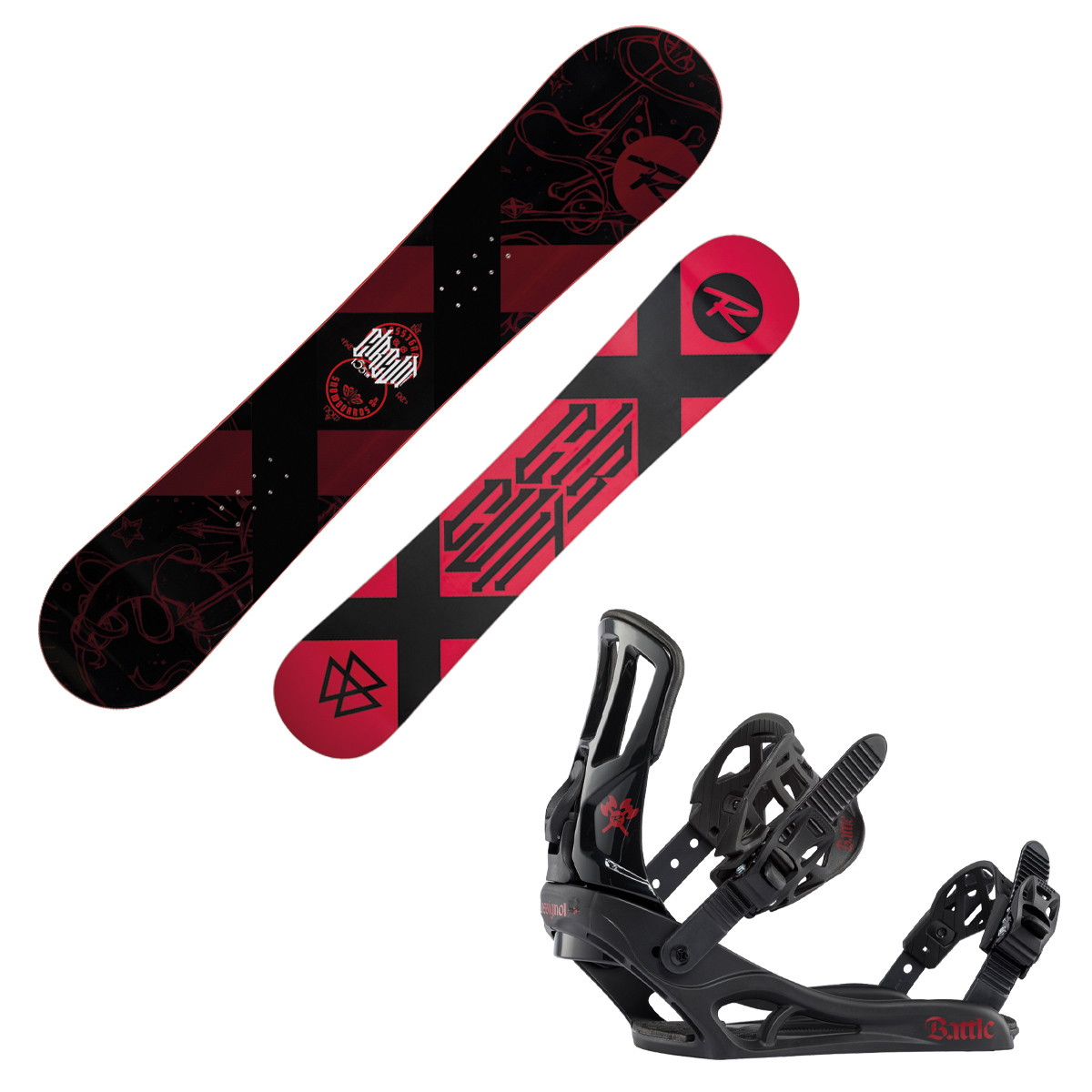 Snowboard Rossignol Circuit con attacchi Battle (Colore: nero-rosso, Taglia: 150)