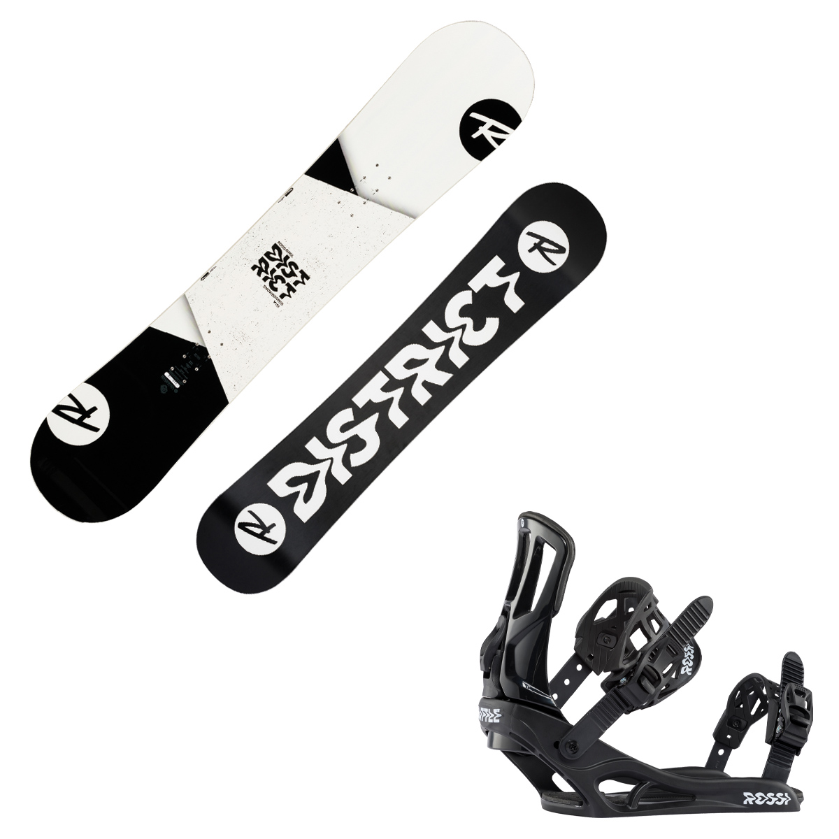 Snowboard Rossignol District B W con attacchi Battle B W (Colore: bianco-nero, Taglia: 146)