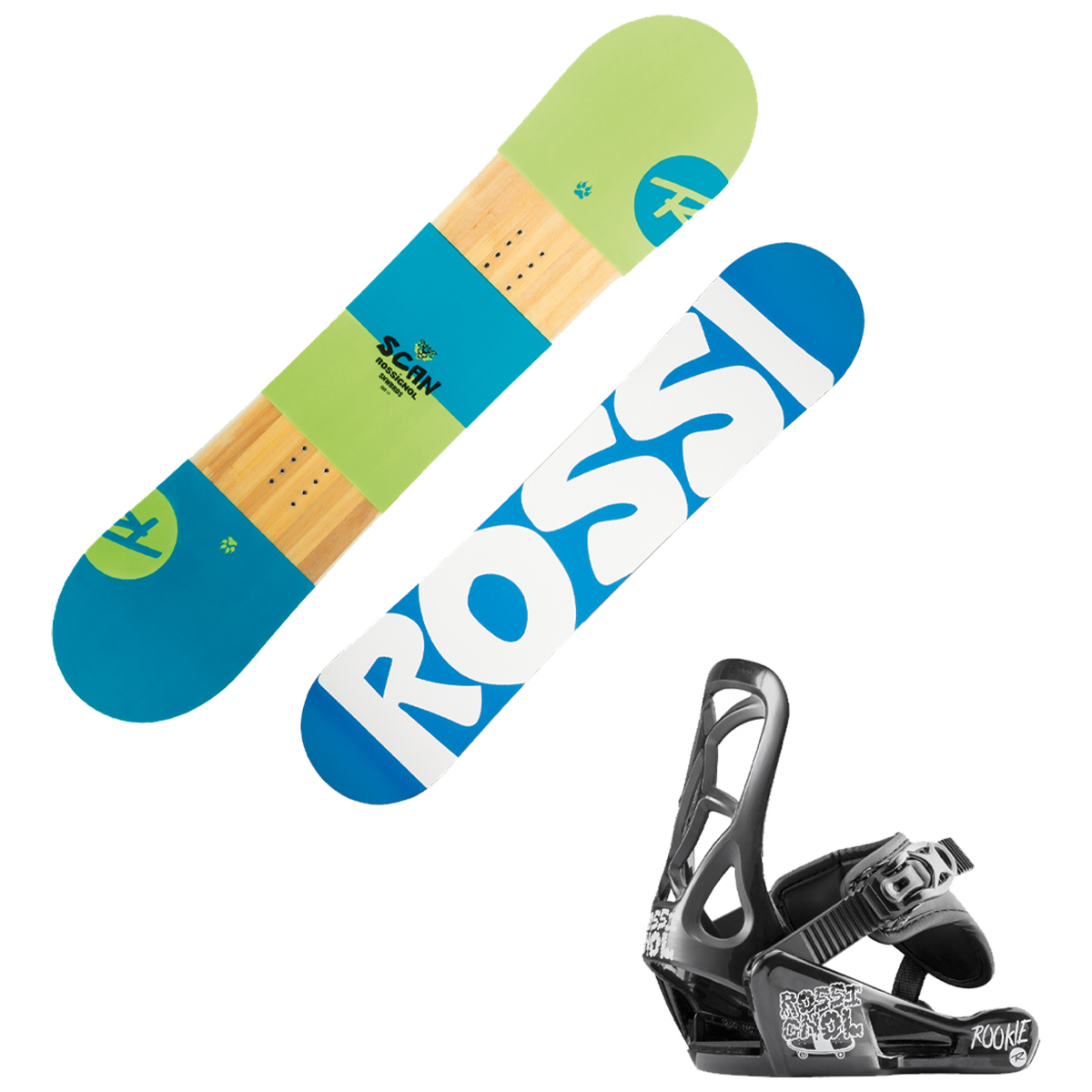 Snowboard Rossignol Scan Smalls con attacchi Rookie XS (Colore: nero-rosso fantasia, Taglia: 90)