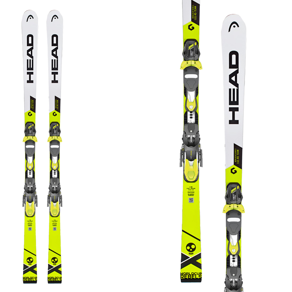 Sci Head WC Rebels iGS RD Team con attacchi Evo 9 GW Ac Brake 78 (Colore: bianco-nero-giallo fluo, Taglia: 131)
