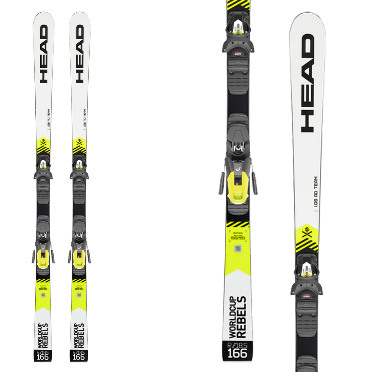 Sci Head WC Rebels iGS RD Team con attacchi Freeflex Evo 11 Brake 85 (Colore: bianco-nero-giallo fluo, Taglia: 159)
