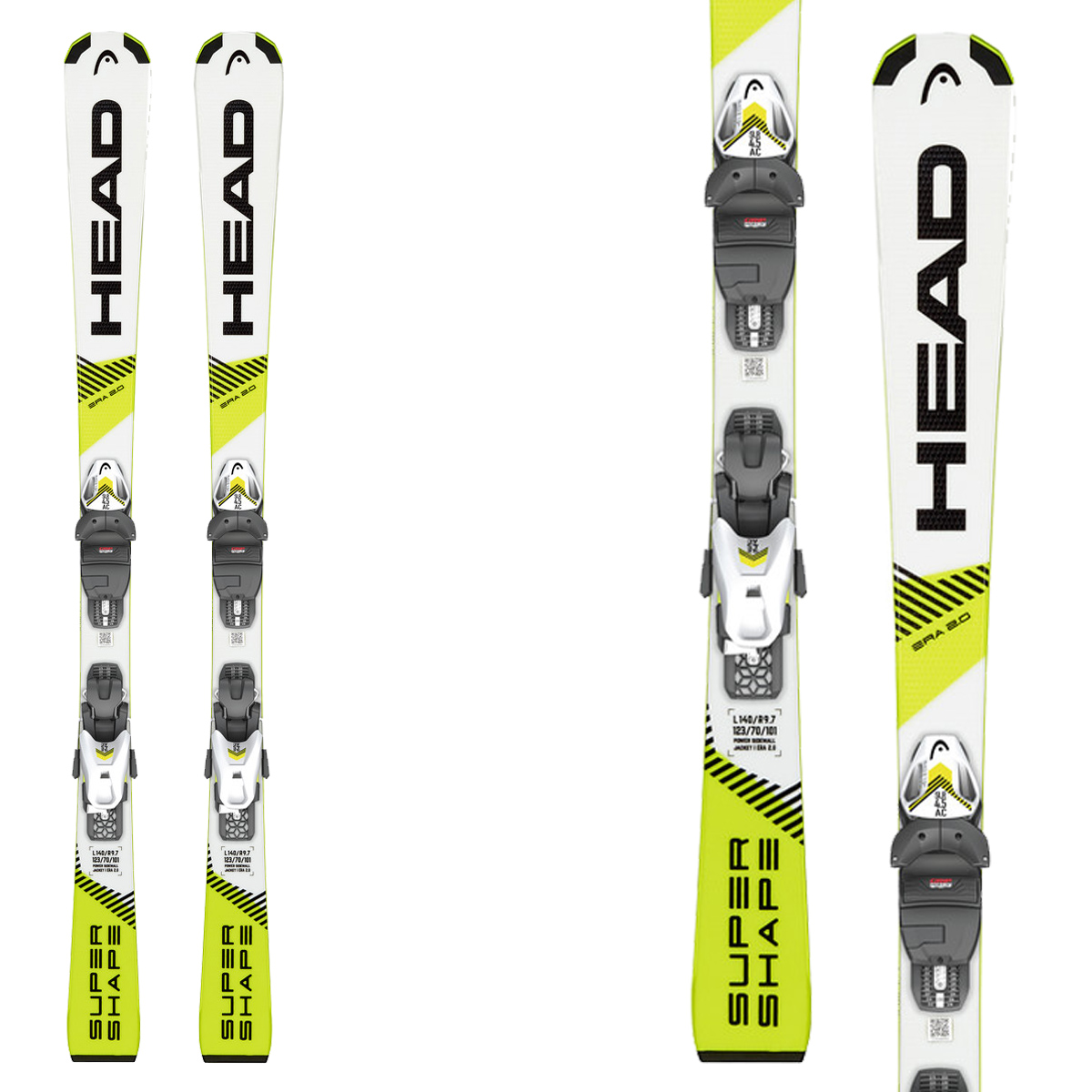 Sci Head Supershape SLR Pro con attacchi SLR 7.5 GW AC Brake 78 (Colore: bianco-giallo, Taglia: 130)