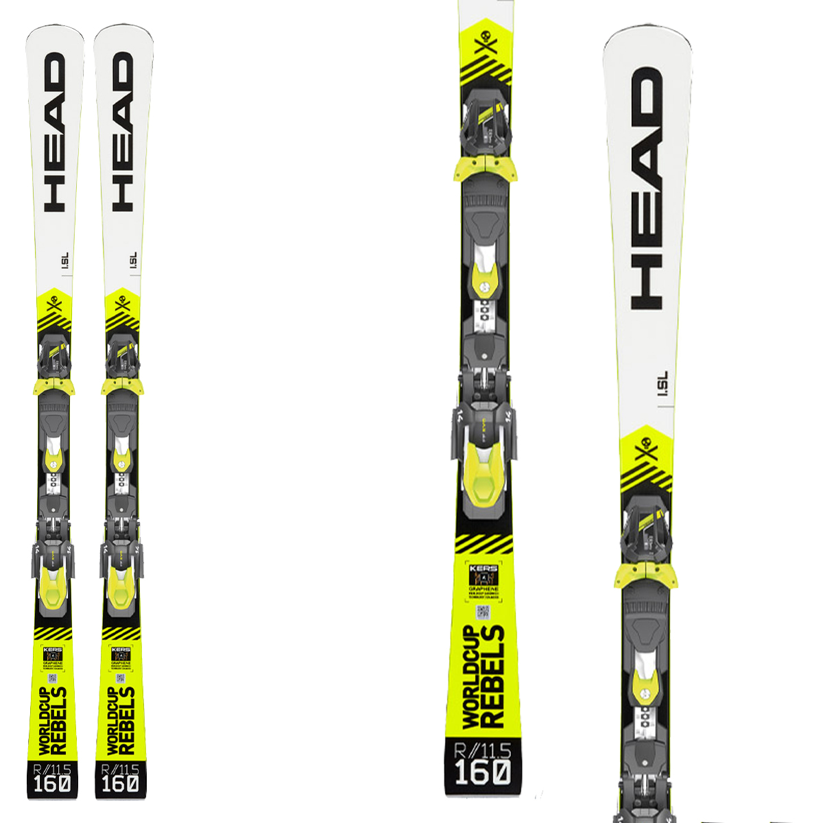Sci Head WC Rebels iSL RD Team con attacchi Evo 9 GW Ac Brake 78 (Colore: bianco-nero-giallo fluo, Taglia: 144)