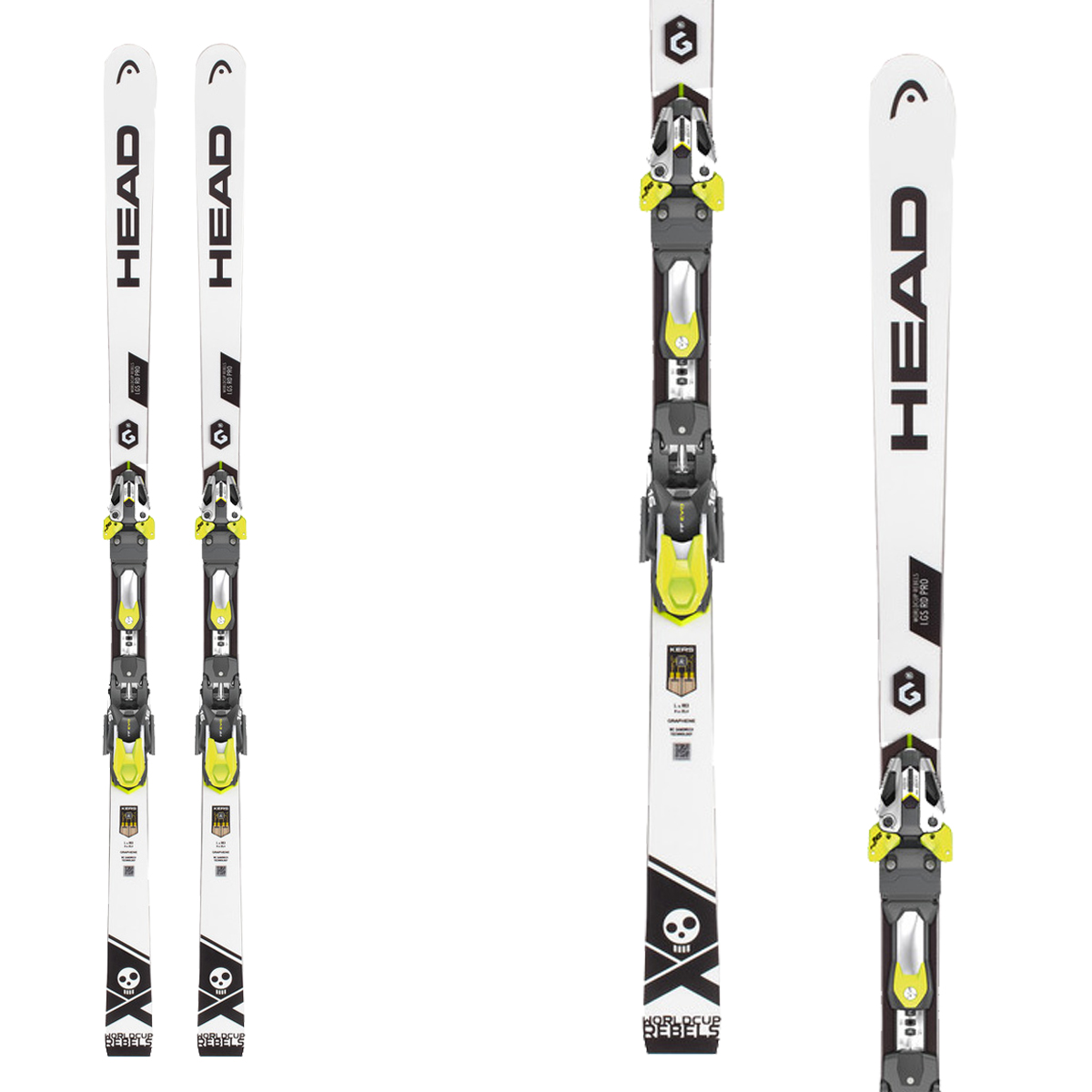 Sci Head WC Rebels iGS RD Pro con attacchi Freeflex Evo 16 Brake 85 (Colore: bianco-nero, Taglia: 181)