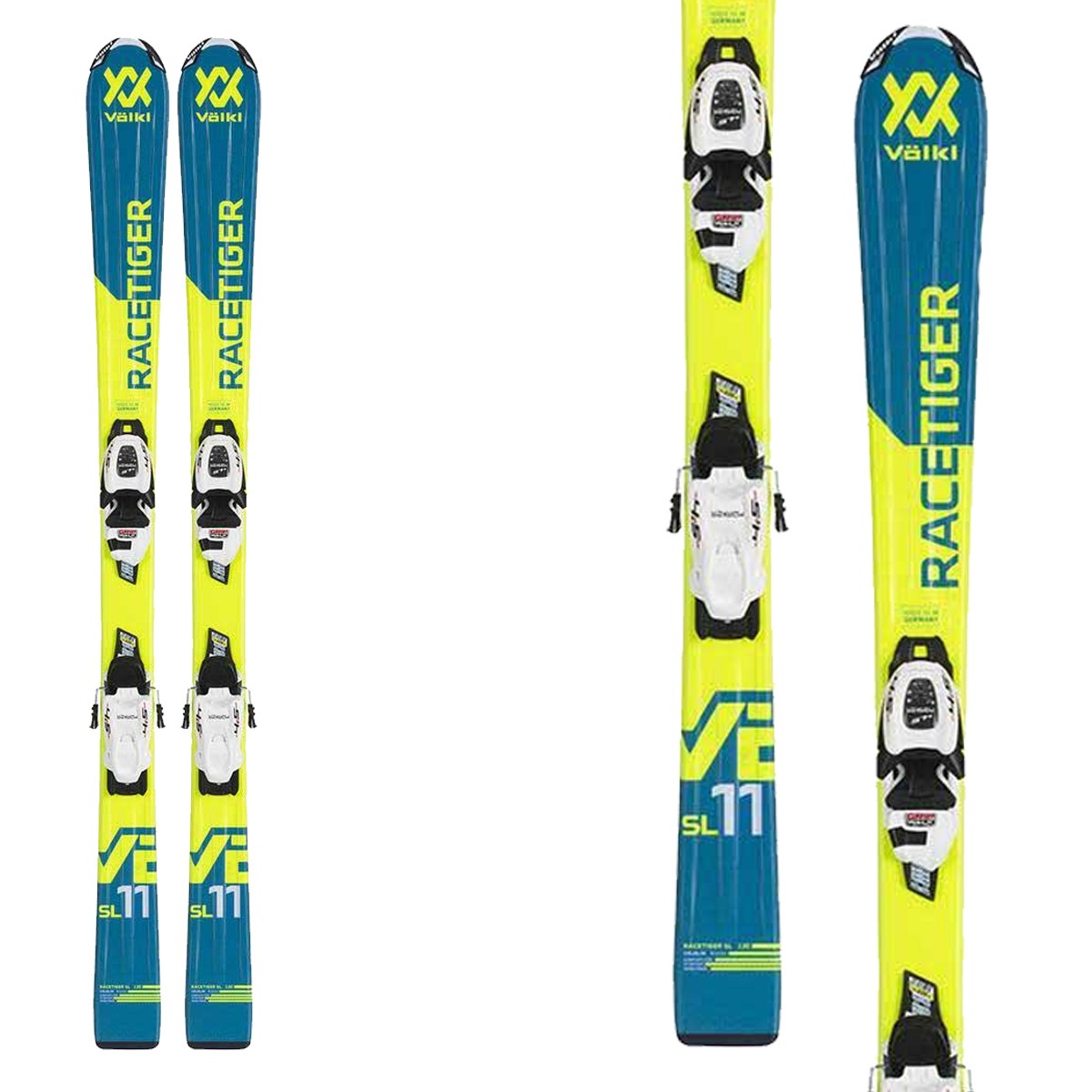 Sci Volkl Jr Racetiger con attacchi 7.0 VMotion (Colore: giallo, Taglia: 160)