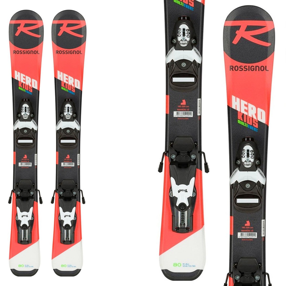 Sci Rossignol Hero Pro + attacchi Team 4 (Colore: nero-rosso, Taglia: 80)