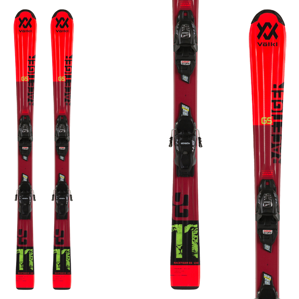 Sci Volkl Racetiger Jr con attacchi 4.5 VMotion (Colore: rosso, Taglia: 110)