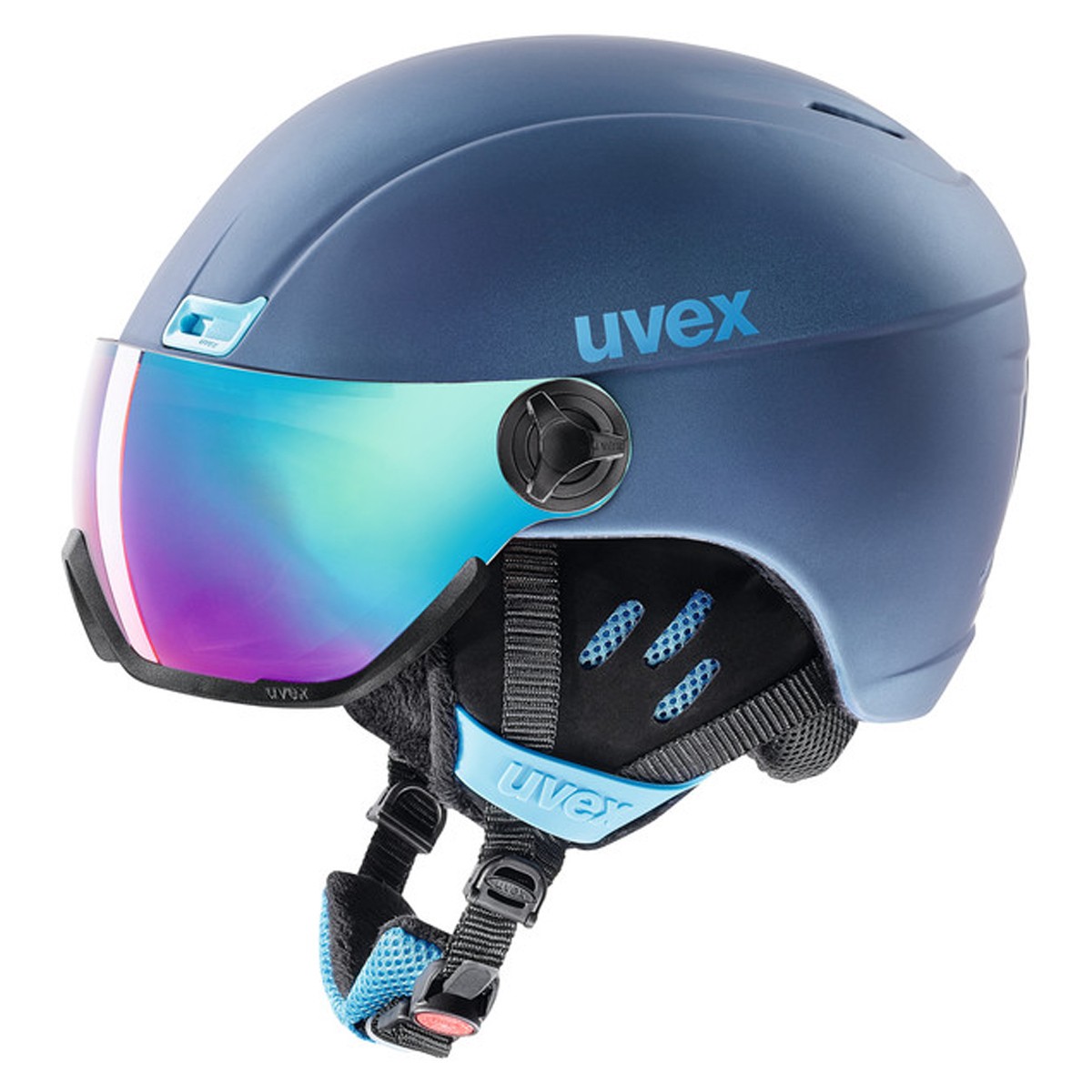 Casco sci Uvex Hlmt 400 Visor style (Colore: navyblue mat, Taglia: 53/58)