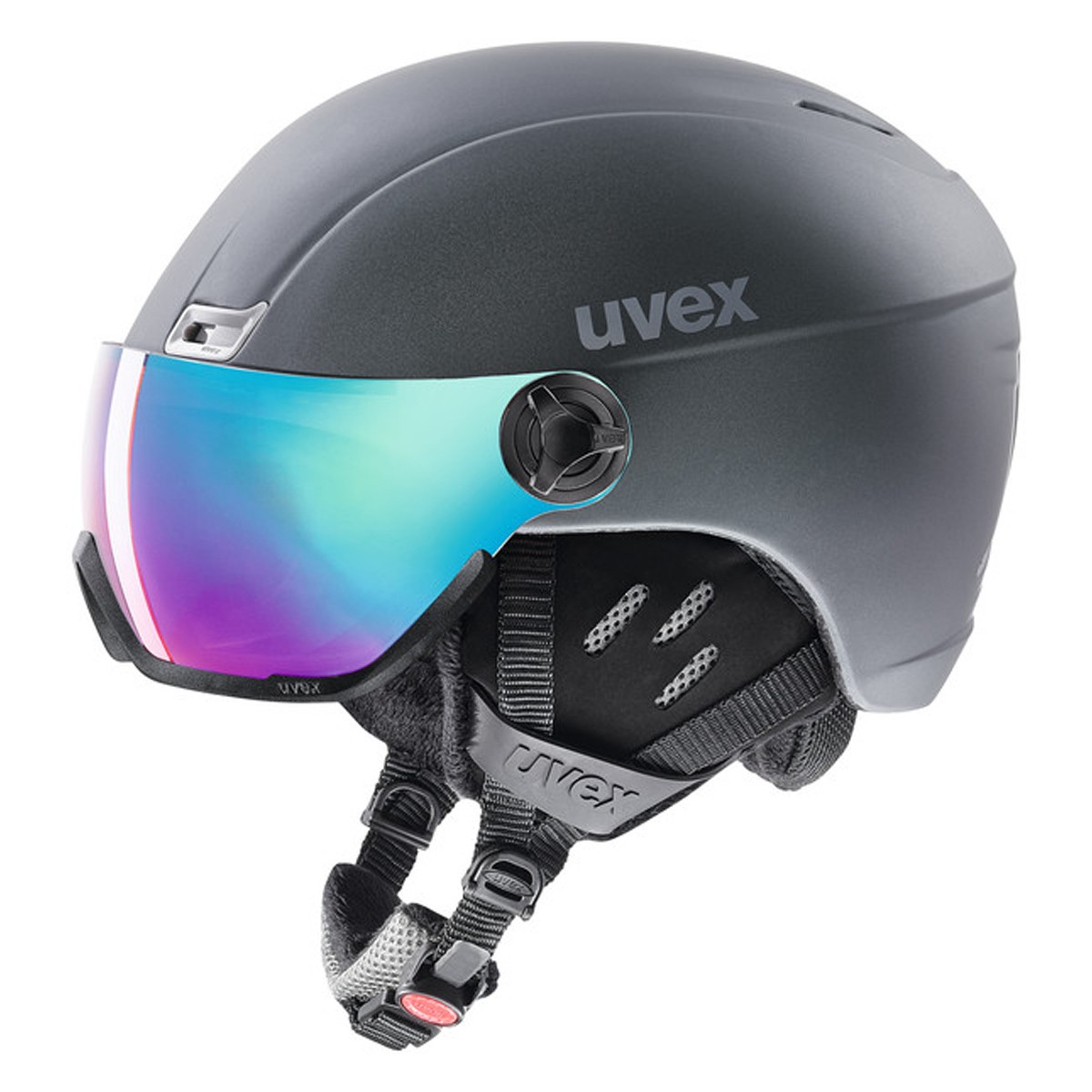 Casco sci Uvex Hlmt 400 Visor style (Colore: titanium mat, Taglia: 58/61)