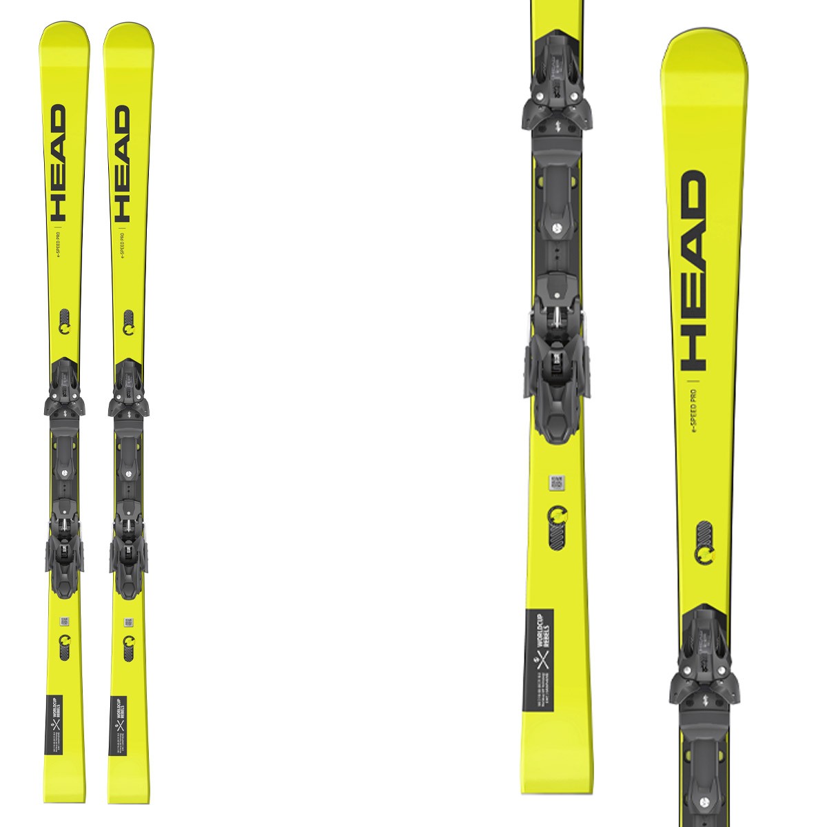 Sci Head WC Rebels e-Speed Pro RP WCR14 con attacchi Freeflex ST 16 (Colore: giallo nero, Taglia: 180)