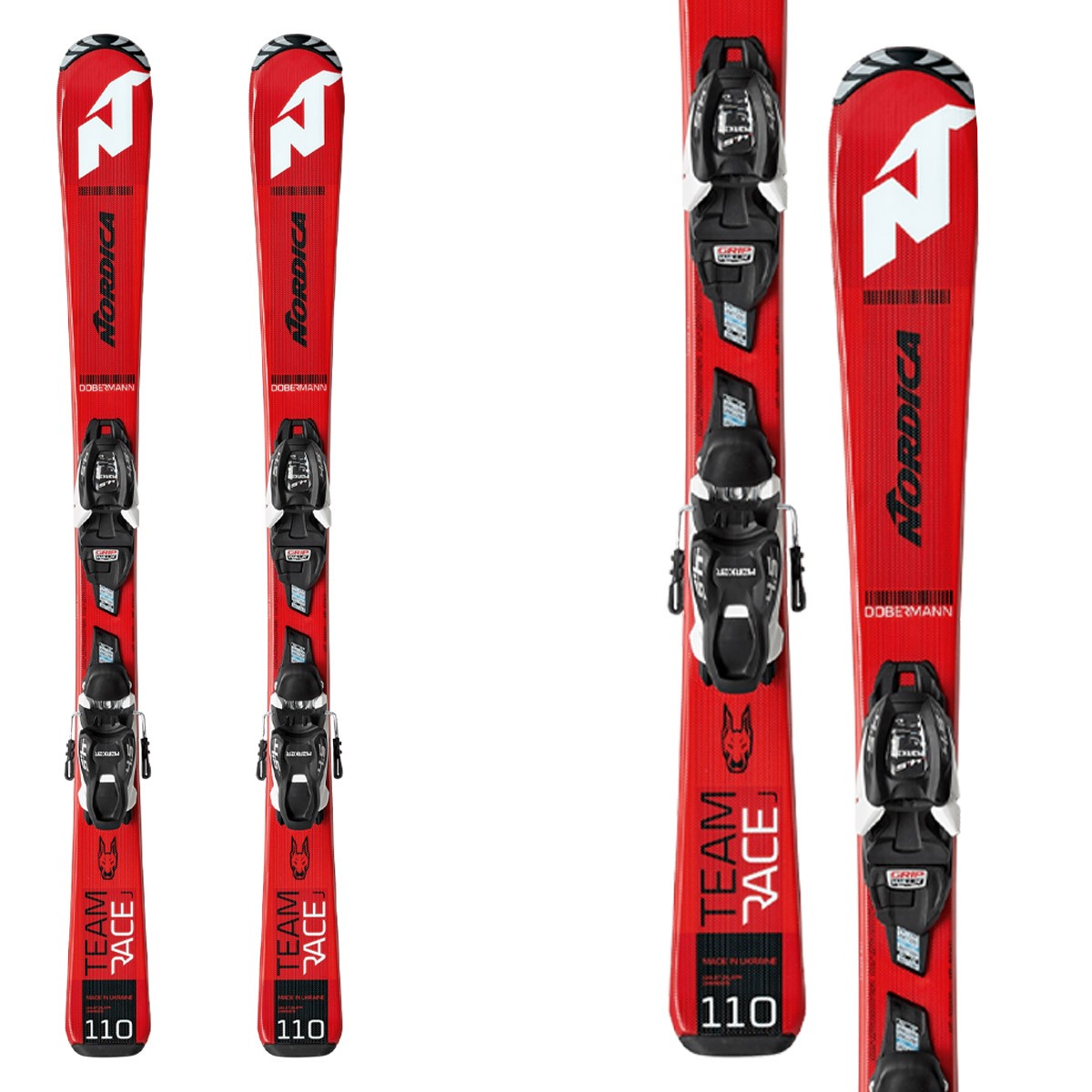 Sci Nordica Team J Race Fdt 110-140 con attacchi Jr 7.0 Fdt (Colore: red-black, Taglia: 130)