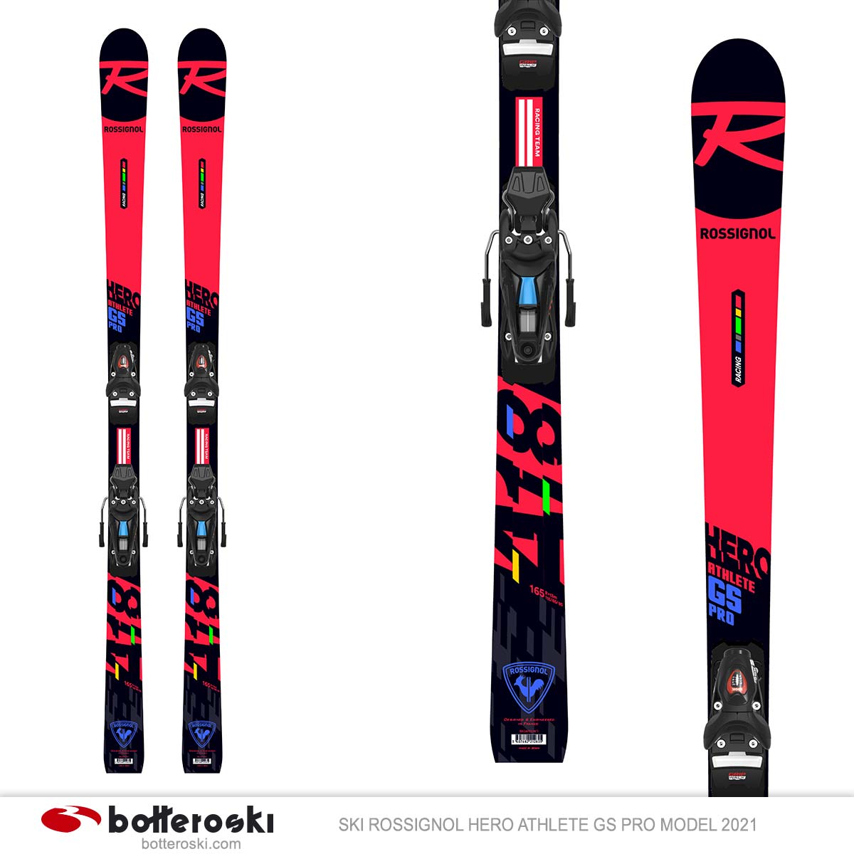 Sci Rossignol Hero Athlete GS Pro con attacchi Nx 10 Gw B73 (Colore: rosso-nero, Taglia: 144)