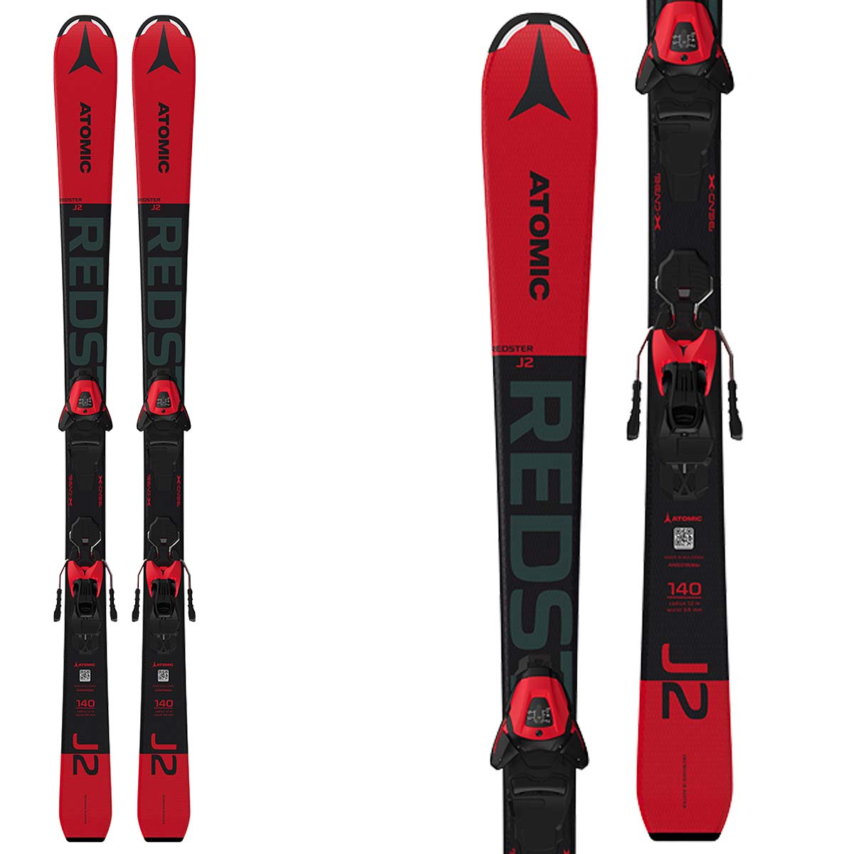 Atomic Redster J2 da bambino con attacchi L6 GW (Colore: rosso nero, Taglia: 140)