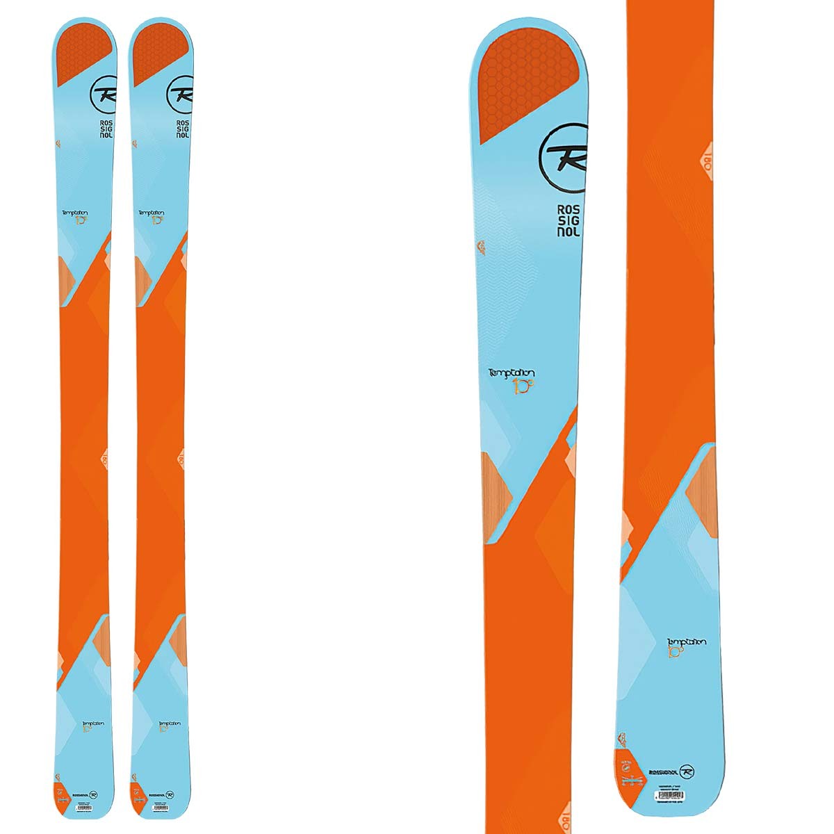 Sci Rossignol Temptation 100 con attacchi Spx 12 (Colore: azzurro arancione, Taglia: 166)