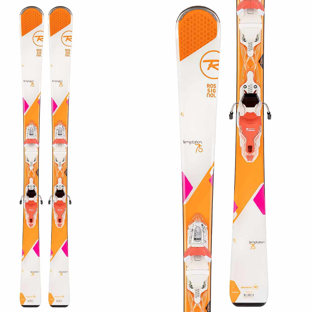 Sci Rossignol Temptation 75 con attacchi Xpress 10 (Colore: bianco arancione, Taglia: 168)