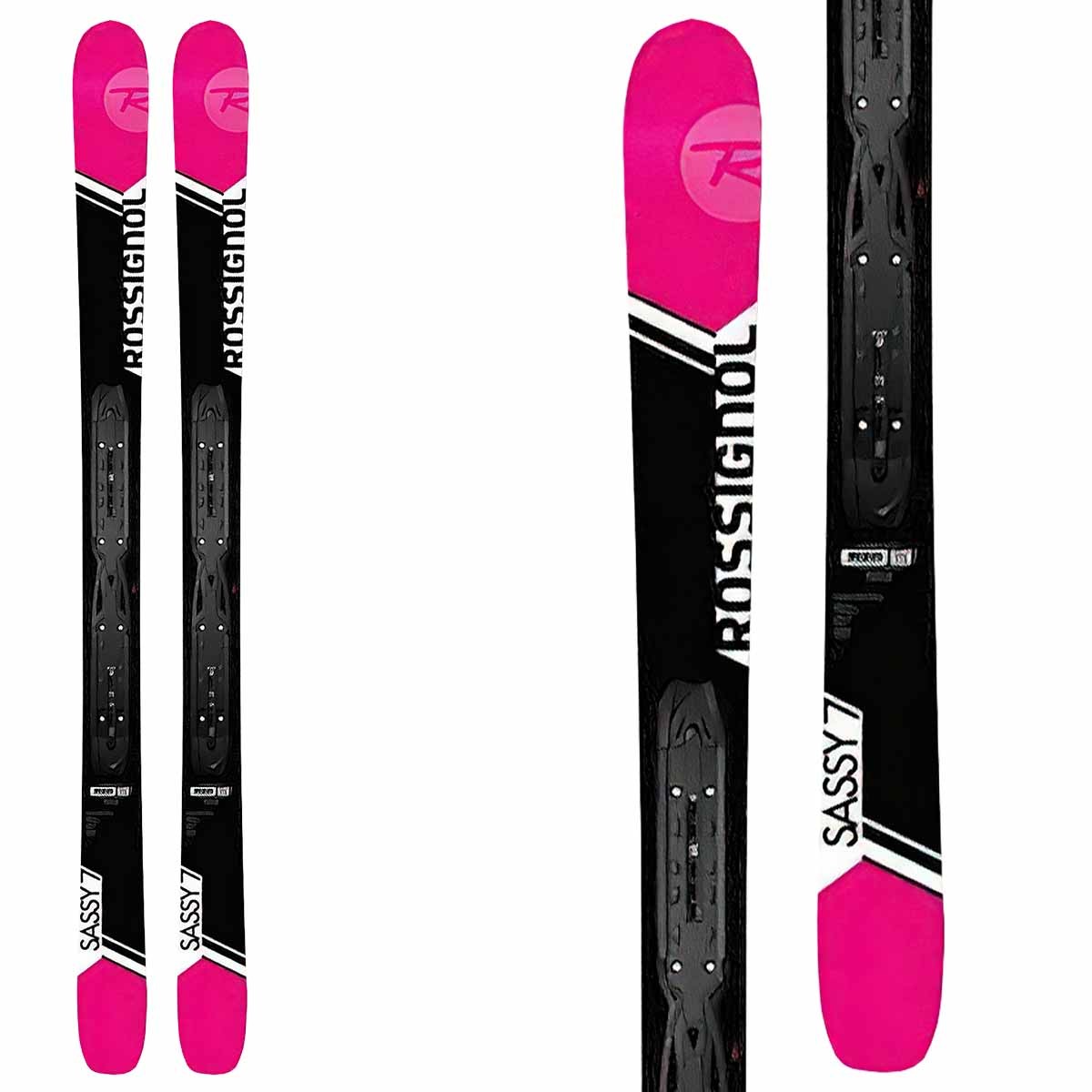 Sci Rossignol Sassy 7 con attacchi Nx12 (Colore: NERO ROSA, Taglia: 160)