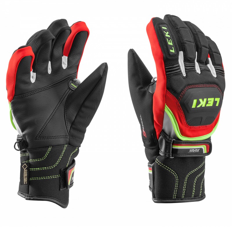 Guanti sci Leki WC Race Coach Flex S GTX Junior nero-rosso-bianco