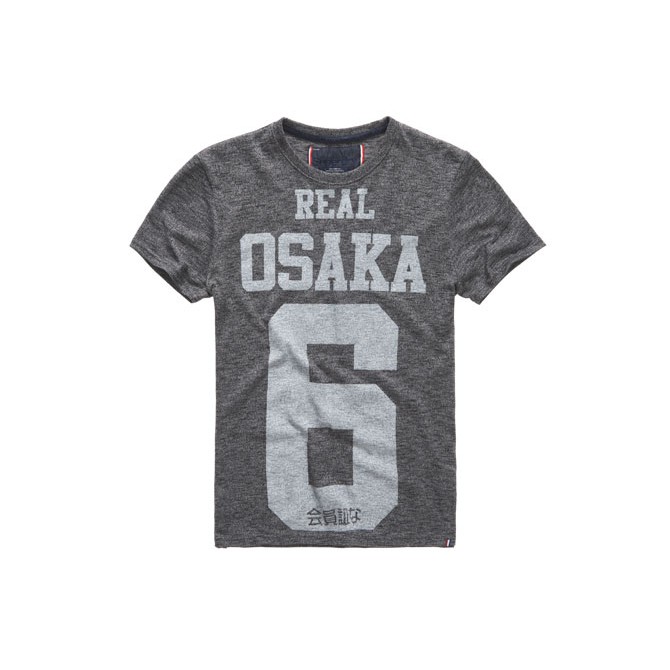 T-shirt Superdry Real Osaka 6 Tee Hombre gris-blanco