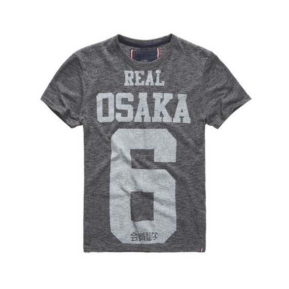 T-shirt Superdry Real Osaka 6 Tee Homme gris-blanc