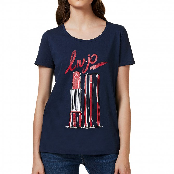 T-shirt Liu-Jo Hoop Femme bleu-rouge