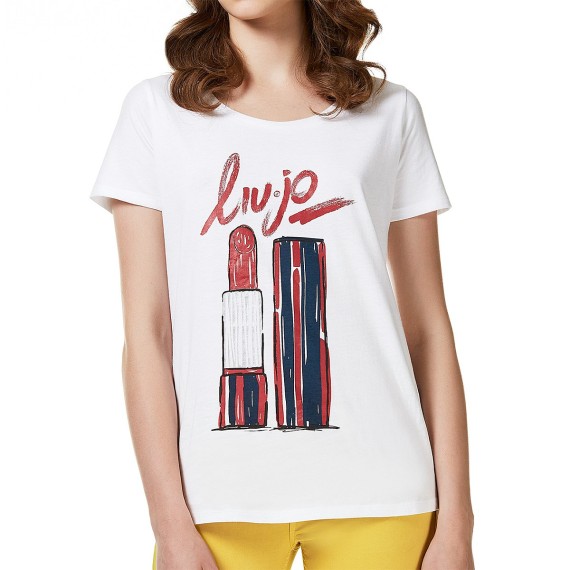 T-shirt Liu-Jo Hoop Femme blanc-rouge