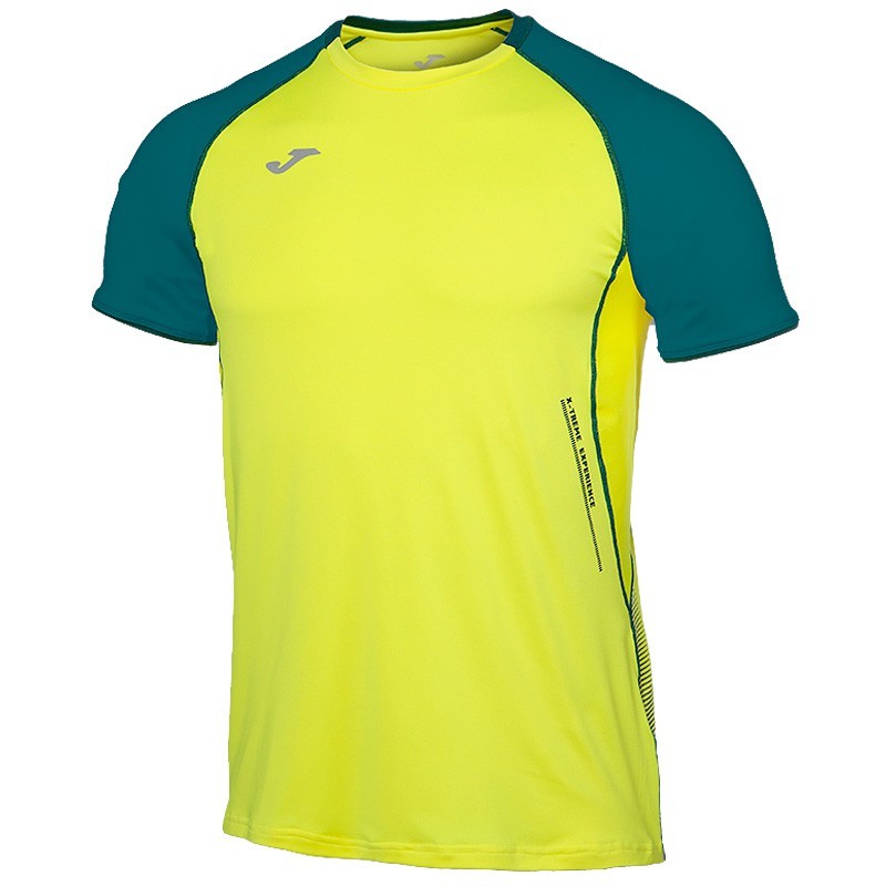 T-shirt running Joma Olimpia Flash giallo fluo-petrolio
