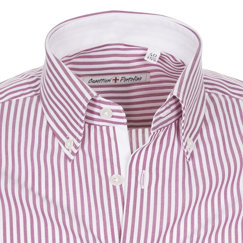 Camisa Canottieri Portofino Hombre rayas blanco-rosa