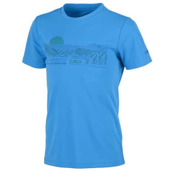 T-shirt trekking Cmp Junior bleu clair-blanc-orange