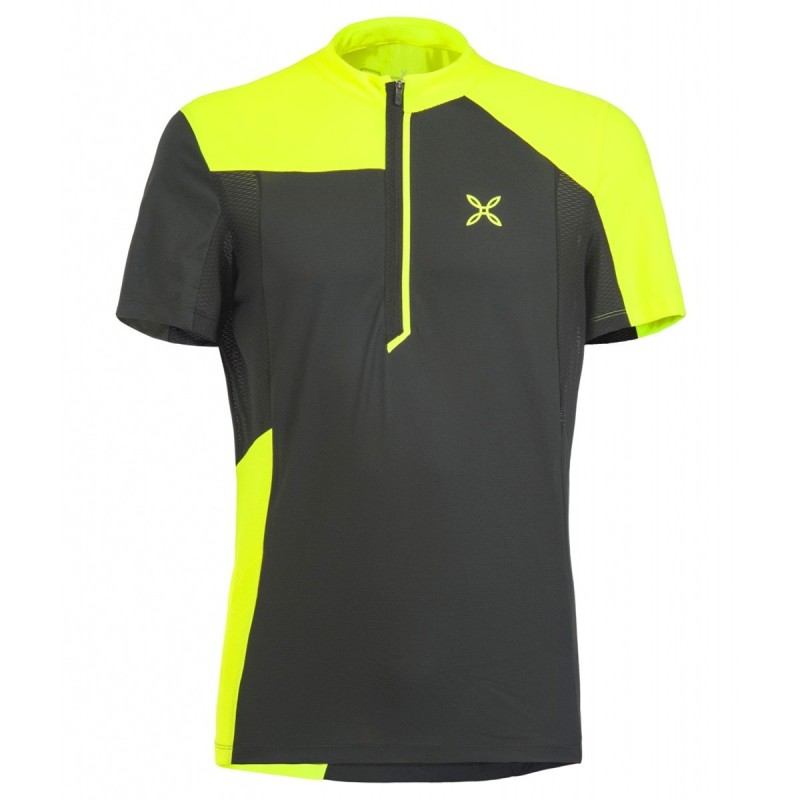 T-shirt ciclisme Montura Selce Zip Homme noir-jaune