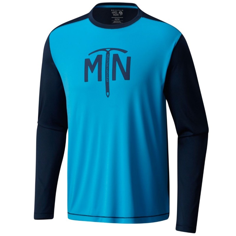 Trekking t-shirt Mountain Hardwear Wicked Logo Long Sleeve Man blue