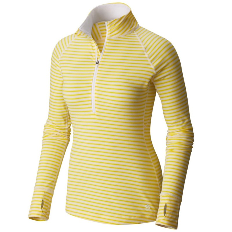 T-shirt trekking Mountain Hardwear Butterlicious Stripe Half Zip Femme jaune