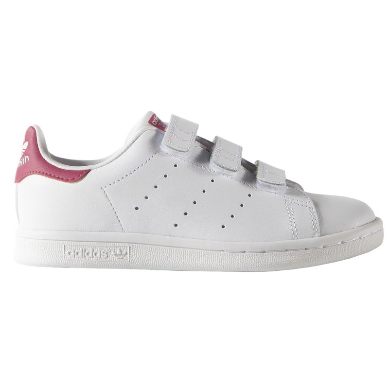 Sneakers Adidas Stan Smith Girl con velcro blanco-rosa