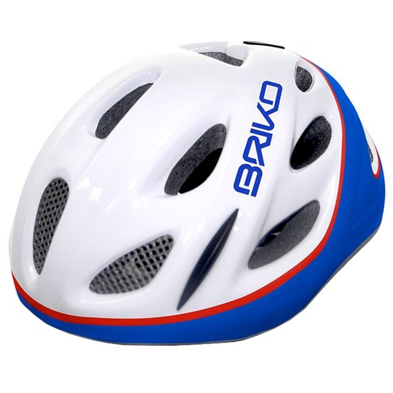 Casque cyclisme Briko Pony Junior blanc-bleu-rouge