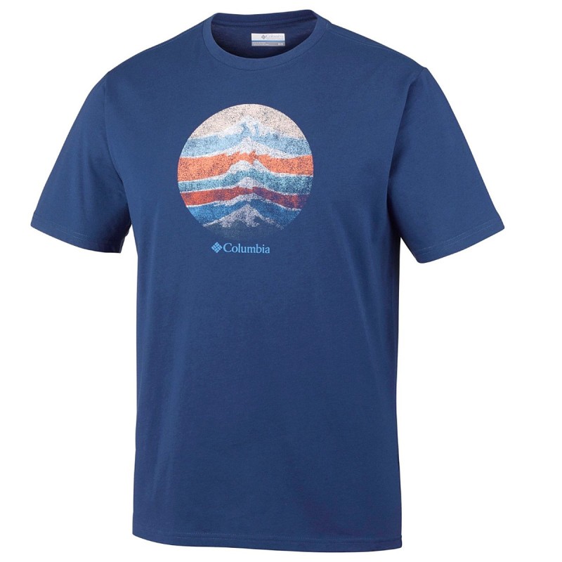 T-shirt trekking Columbia Mountain Sunset Uomo blu