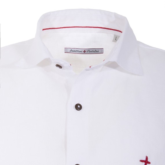 Camicia Canottieri Portofino in lino con logo Uomo bianco CANOTTIERI PORTOFINO Camicie