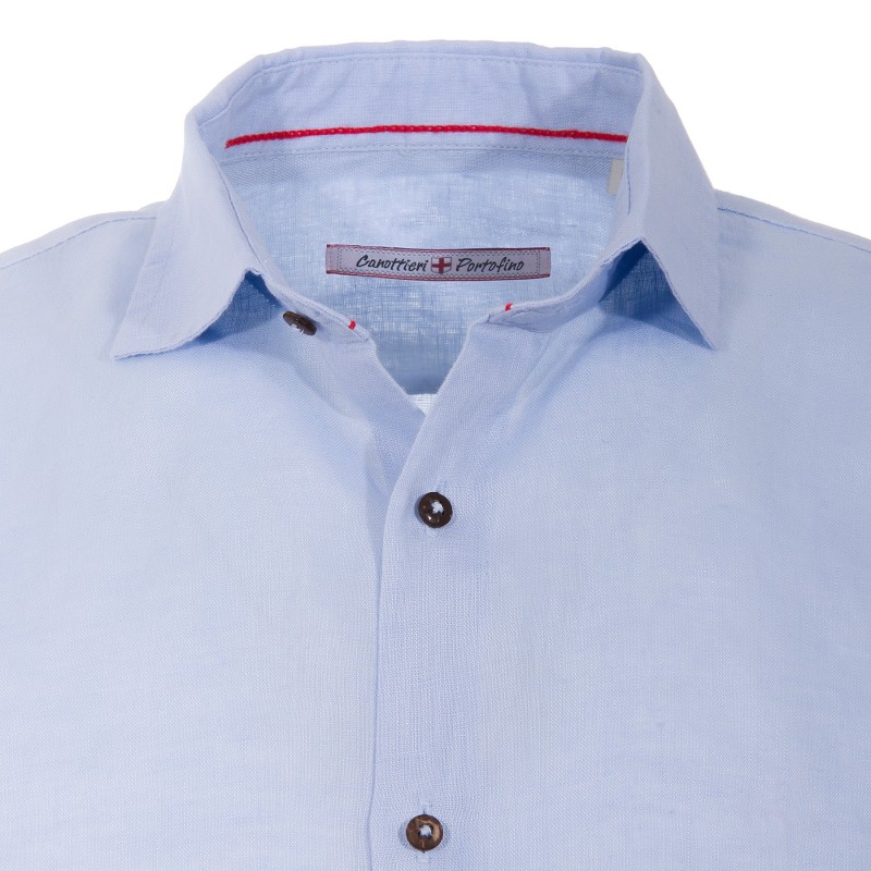 Camisa Canottieri Portofino de lino Hombre azul claro