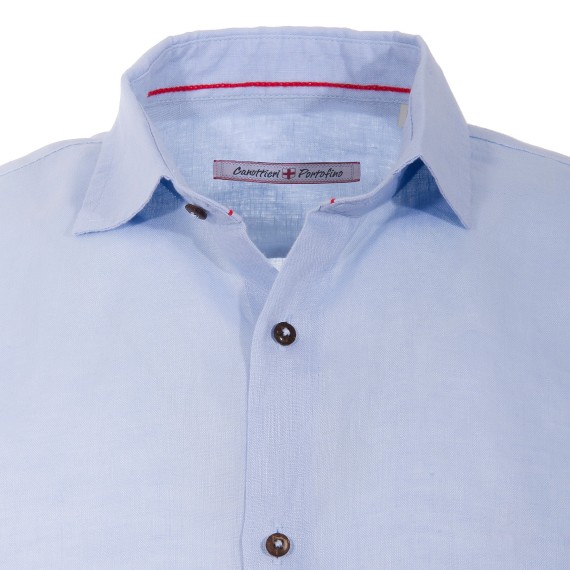 Shirt Canottieri Portofino in linen Man light blue