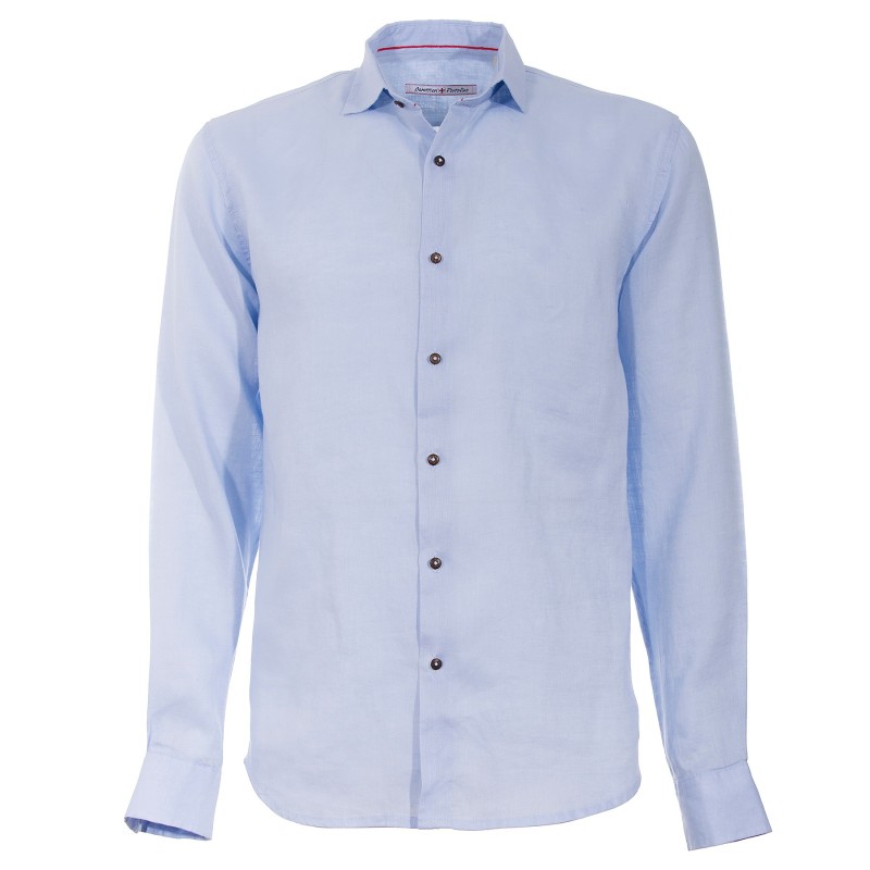 Camisa Canottieri Portofino de lino Hombre azul claro