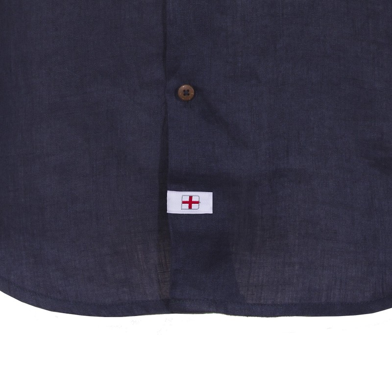 Camisa Canottieri Portofino de lino con logotipo Hombre navy