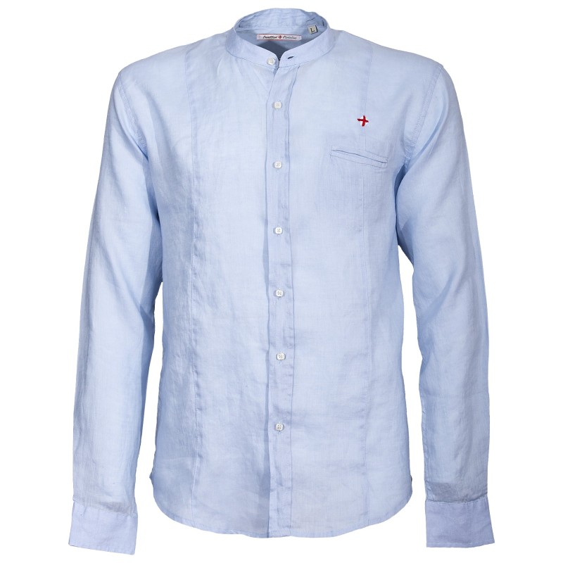 Shirt Canottieri Portofino Korean neck with logo Man light blue
