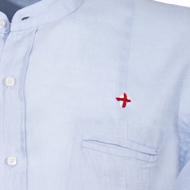 Chemise Canottieri Portofino col mandarin avec logo Homme bleu clair