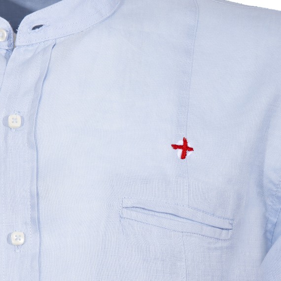 Camisa Canottieri Portofino cuello Mao con logotipo Hombre azul claro