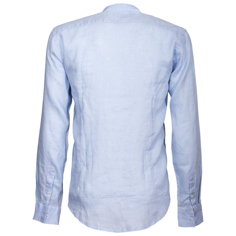 Chemise Canottieri Portofino col mandarin avec logo Homme bleu clair