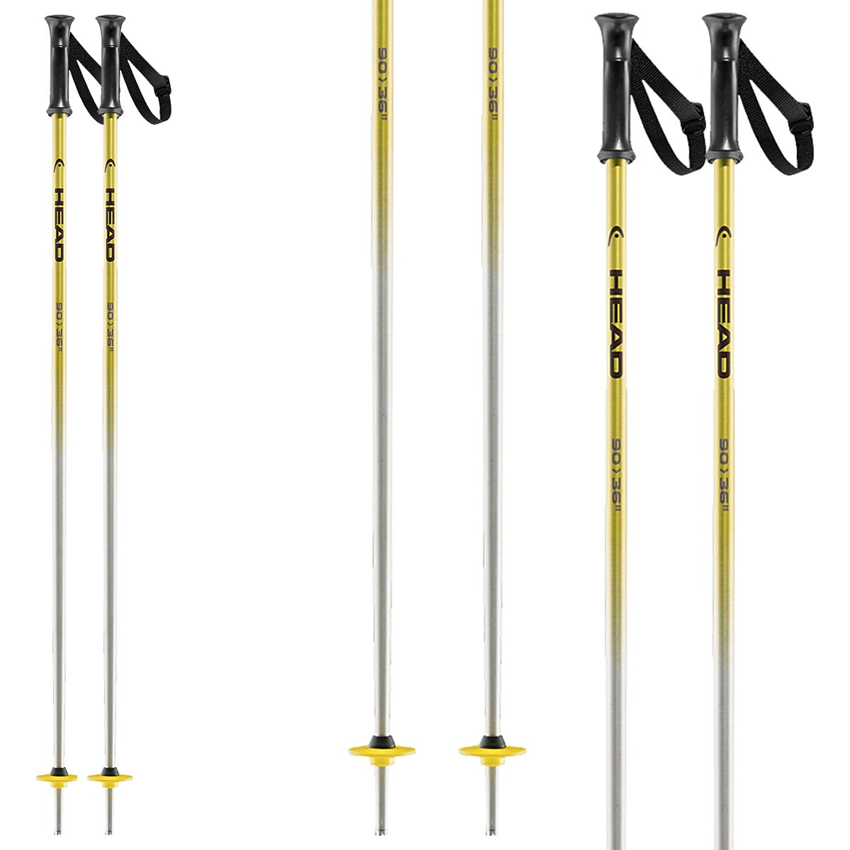 Bastoni sci Head Rental Junior giallo (Colore: argento-giallo, Taglia: 90)