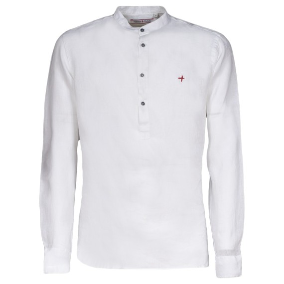 Camicia Canottieri Portofino in lino collo coreana Bianco