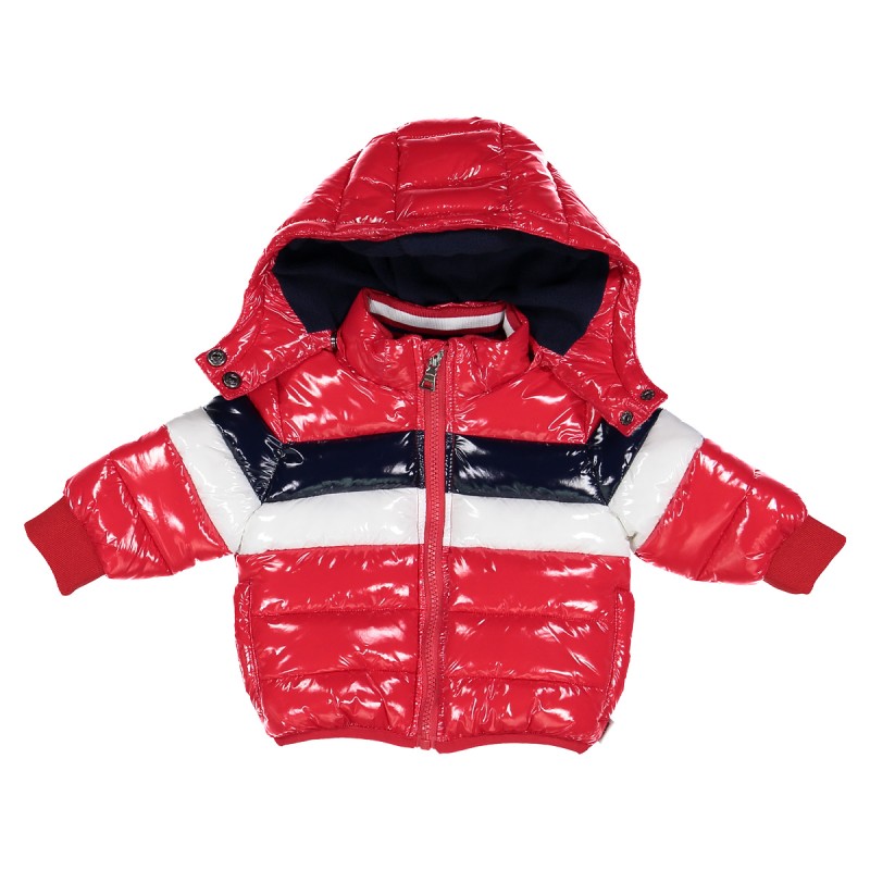 Melby shiny baby bomber jacket with hood and full zip
