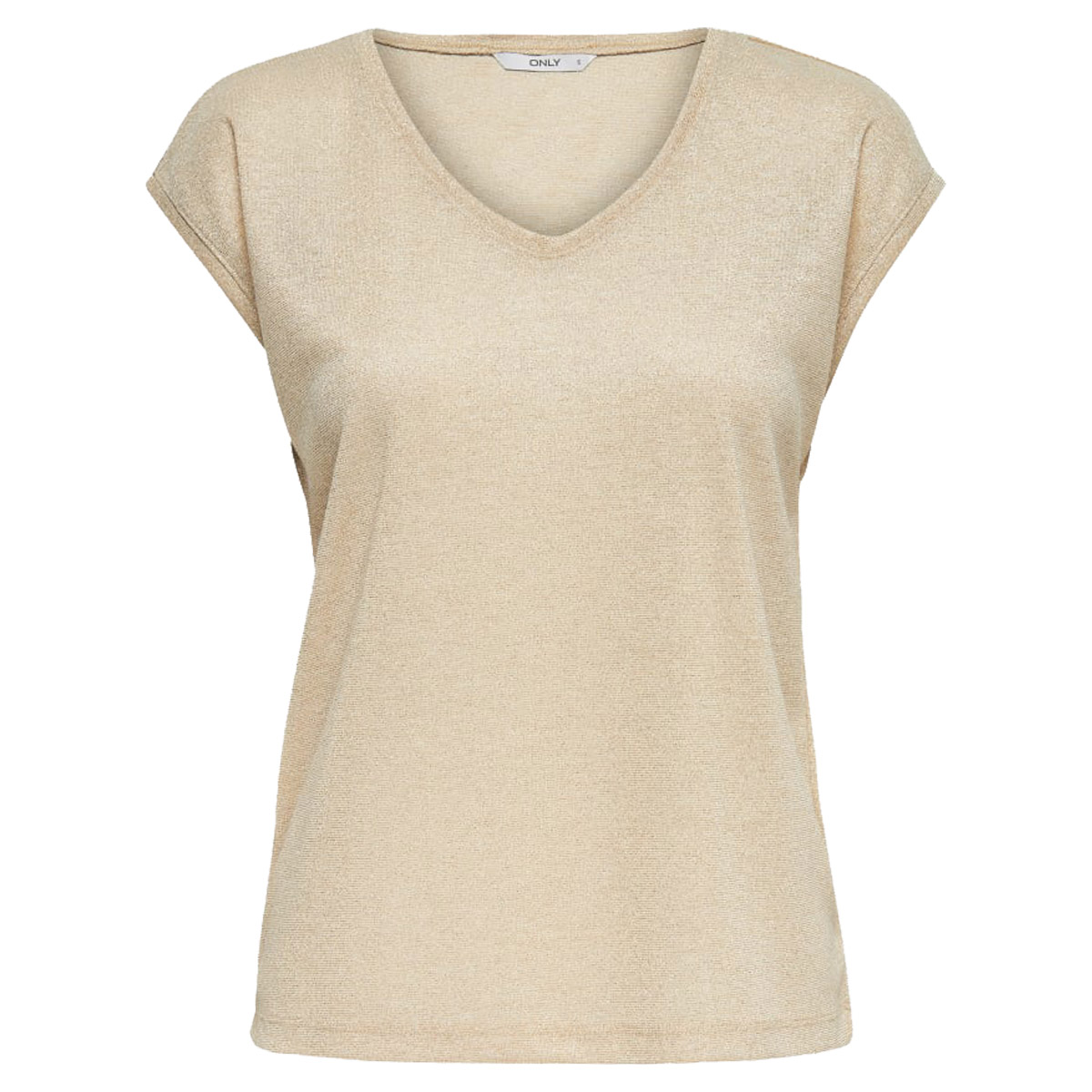 Only onlSILVERY S/S V NECK LUREX TOP JRS 15136069 licht blauw kopen bij